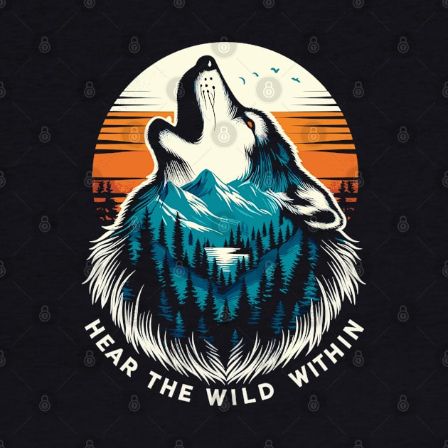 "Inner Wilderness" - A Howling Wolf Silhouette Design by WEARWORLD